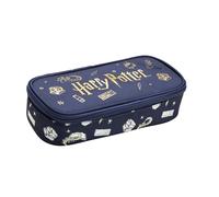 Undercover Harry Potter - Trousse à crayons - Bleu marine avec motifs dorés - 22,5 x 12 x 7 cm - 3 compartiments zippés - Pour l'école et le bureau