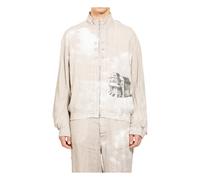 Undercover, Homme, Vestes, Beige, Taille: 2XL Veste en Twill de Lin Imprimé Graphique