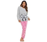 undercover lingerie Ensemble de pyjama de nuit d'hiver en polaire moelleux chaud confortable et doux pour femmes deux pièces - Différents designs - Tailles UK 8-22, Koala gris., 40-42