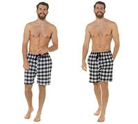 undercover lingerie Lot de 2 pyjamas tissés légers à carreaux pour homme, bleu marine/noir, M