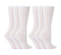Undercover Lot de 6 ou 12 paires de chaussettes pelerine blanches en coton majoritaire pour fille, 6 paires., 9-12