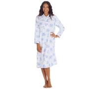 Undercover Nuisette à manches longues en flanelle de coton brossé pour femme, motif floral bleu, 54