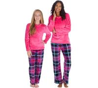 Undercover Pyjama en polaire super doux à manches longues pour femmes et filles, ensemble assorti pour adultes et enfants, ensemble de détente PJ, Carreaux roses., 9-10 ans