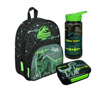 Undercover Sac à dos de maternelle - Dinosaure T-Rex - Personnalisé avec nom - Sac à dos pour enfant avec poche avant - 2 compartiments - 25 x 31 x 10 cm, Set 1 : dinosaure vert