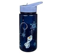Undercover Scooli AERO Gourde La Reine des Neiges avec Elsa et Olaf 500 ml, paille pliable, sans BPA, motif flocons de neige, bleu foncé, 19 cm