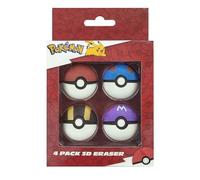 Undercover - Set de gommes Pokémon Pokéball - 4 gommes avec Design Pokéball - Accessoire Scolaire Pratique pour Trousse et Bureau