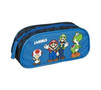 Undercover trousse Super Mario pour garçon - Personnalisable avec nom - Remplie avec contenu à stylos - Trousse d'école primaire pour enfants, Bleu roi, 22,5 x 9,5 x 9 cm