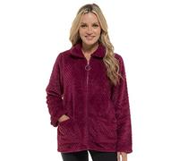Undercover Veste Pyjama Polaire Douce pour Femme - Hiver - Motif nid d'abeille - Fermeture Éclair - avec Pochettes, framboise, 42-44