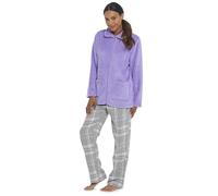 Undercover Veste Pyjama Polaire Douce pour Femme - Hiver - Motif nid d'abeille - Fermeture Éclair - avec Pochettes, violet clair, 42-44