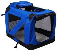 UNDERDOG Caisse Pliable en Tissu avec Polaire pour Animal Domestique - Caisse de Voyage avec côté Doux avec Tapis Amovible et Sacs de Rangement - Maille Respirante (Bleu, 60 cm)