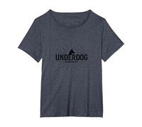 Underdog Mentality : Got That Dog in Me Motivational Spirit T-Shirt, Femme Grandes Tailles, Bleu Chiné, 1X