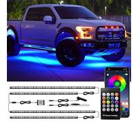 Underglow Kit de lumières souterraines LED avec application et télécommande, 16 millions de couleurs RVB, 29 modes prédéfinis, mode musique et bricolage, lumières LED sous voiture pour SUV