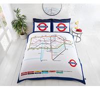 Underground Tube Homespace Direct Parure Housse de Couette et Taies d'oreiller Parure de lit - King, Blanc