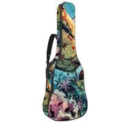 Undersea World Comics Shark Sac pour guitare acoustique avec bandoulière réglable et crochet arrière, convient pour guitares électriques, basses, guitares classiques, ukulélé, Undersea World Comics