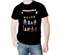 Undertale T-shirt à manches courtes, motif personnages du jeu, noir, 100 % coton, Noire, L