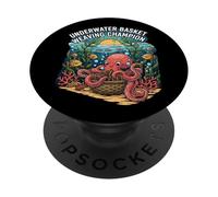 Underwater Basket Weaving Champion Octopus Funny PopSockets PopGrip Adhésif