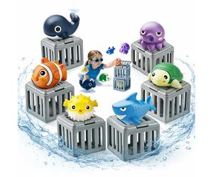 Underwater Dive Rescue Toys with Pool Toy Cage & Floating Ocean Pals, Fun Swimming Training Game for Kids, Colorful Animal Pool Sinkies Swimming Training Game for Boys & Girls, 9-12 Years (1pc)