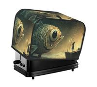 Underwater Fish Have Big Eyes Housse de grille-pain 2 tranches pour petits appareils de cuisine avec poches Protection contre la poussière et les traces de doigts