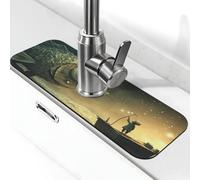 Underwater Fish Have Big Eyes Tapis de robinet anti-éclaboussures pour robinet de cuisine, poignée de robinet, bac de séchage pour salle de bain (38,1 x 14 cm)