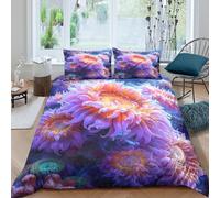 Underwater flowers Housse de Couette 3 Pièces Microfibre résistante 3D Imprimée Respirante Coloré coral reef Linge de Lit avec 2 x Taies d'oreiller Super Douce for Adulte Super king（260x220cm）