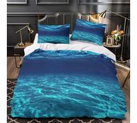 Underwater Housse de Couette 3D Effet Microfibre 3 Pièces 2 Taies Ultra Douce Oceanic Serene Ambiance Linge de Lit Super Douce Résistante for Enfant King（220x240cm）