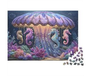 Underwater Jellyfish Carousel Puzzle 1000 Pièces Educa Jouet en Bois Divertissement Créatif Décoration Intérieure Jeu Éducatif Challenge Toy Adultes Et Enfants À Partir De 14 Ans 70x50cm/1000pcs