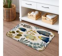 Underwater Life Tapis de bain à séchage rapide inspiré de l'océan, motif poisson bleu vert, absorbant, antidérapant, décoration d'été, en flanelle, lavable pour salle de bain, toilettes, toilettes