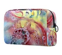 Underwater Life Trousse de toilette pour femme Motif tortue poisson hippocampe et corail Avec fermeture éclair, multicolore, 18.5x7.5x13cm/7.3x3x5.1in, Trousse de toilette