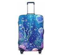 Underwater World Pearl Housse de protection élastique pour valise de voyage Motif imprimé anti-rayures, Noir , S