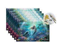 Underworld Lot de 6 sets de table sirène lavables en PVC antidérapant et résistant à la chaleur pour table de salle à manger de cuisine, restaurant, 45,7 x 30,5 cm