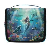 Underworld Trousse de toilette à suspendre en forme de sirène - Trousse de toilette de voyage - Accessoires de maquillage - Étanche - Pour femmes et filles - Cadeau océan et mer, multicolore, 9x4x18.5