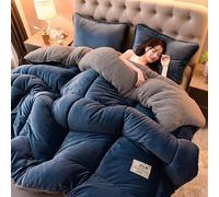 Underzy Couette d'hiver en velours d'agneau double face épaisse et chaude avec noyau épais Bleu 1,5 x 2 m 3,5 cm
