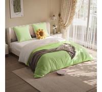 Underzy Parure de lit 4 pièces en microfibre avec housse de couette de 140 x 200 cm, housse de couette de 140 x 210 cm, 2 taies d'oreiller de 80 x 80 cm (vert + blanc, 140 x 200 cm)