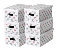 Lavatelli UnDueTre LOVE Lot de 6 boîtes de rangement en carton recyclé certifié FSC, Gris dimension 51 x 29 x 20 cm