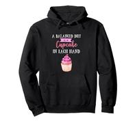 Une Alimentation équilibrée est Un Cupcake dans Chaque Main Cuisson Amusante Sweat à Capuche