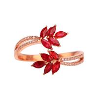 Une Bague de Fiançailles Bague Fiancaille Taille 64 Or Rose 18 Carats Ruby Créé en Laboratoire Forme Marquise avec Rubis et Diamant de 0,65 CT Mise à Niveau 3.0 pour Mesdames Anniversaire Bijoux
