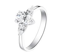 Une Bague de Fiançailles Bagues Or Blanc Femme 9K Moissanite Larme Simple Taille Sœur pour Mère Fiançailles Bijoux