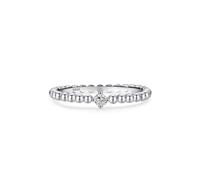 Une Bague de Mariage, Alliance Femme Simple Argent Bande de Perles avec Solitaire Argent 925 Taille 54
