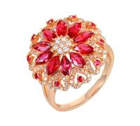 Une Bague de Mariage Bague en Argent Femme Taille 59 Or Rose 18 Carats Ruby Créé en Laboratoire Fleur avec Rubis et Diamant de 1,75 CT Solide Non Plaqué Moderne pour Mesdames Fiançailles Bijoux