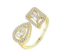 Une Bague de Mariage Bague Fiançailles Femme Moissanite Or 14 Carats avec Pierre Précieuse Rectangulaire Et en Forme de Larme Taille Mesdames pour Épouse Saint-Valentin Bijoux