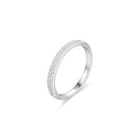 Une Bague de Mariage, Les Bagues de Fiançailles pour Femme Argent Semi-Éternité avec Rond Blanc Oxyde de Zirconium Argent 925 Taille 56.5