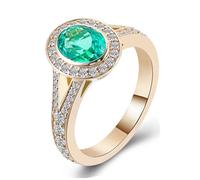Une Bague de Mariage Or 18 Carats Femme Bague Jaune Émeraude Créée en Laboratoire Ovale Taille Lesbienne pour Lesbienne Saint-Valentin Bijoux
