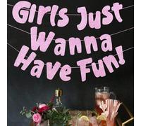 Une bannière pailletée rose néon 'Juste ici pour s'amuser', simple, bannière suspendue pour enterrement de vie de jeune fille, décoration de toile de fond de fête, petit cadeau pour douche nuptiale, f