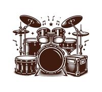 une batterie détaillée et complète agrémentée de notes de musique et d'étoiles Stickers muraux en vinyle 65.6x81.3cm Décoration de carrosserie Café