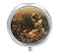 Une belle boîte à pilules féerique à 3 compartiments avec miroir pour sac à main et poche, organisateur de médicaments de voyage, récipient à médicaments quotidien, boîte à médicaments ronde en métal
