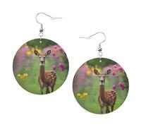 Une belle boucle d'oreille en cuir imprimé cerf pour femme - Boucles d'oreilles créoles pendantes, parfaites pour les fêtes costumées et les accessoires de filles, taille unique, Cuir