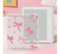 Une belle étui transparent avec un nœud et un cœur, mode, pour Kobo Clara Colour/BW 2024, Kobo Clara 2E, Kobo Libra Color 2024, Kobo Libra 2. Étui de protection en TPU transparent avec protection cont