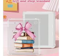 Une belle, fraîche et charmante étui Kobo transparent avec un nœud rose et un motif de livre. Fait en matériau TPU transparent avec une protection anti-chute. Adapté aux liseuses Kobo. TPU