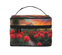 Une belle trousse de maquillage de voyage pour femme, grande capacité, (22,9 x 16,5 x 15,7 cm), grande trousse de maquillage pour filles