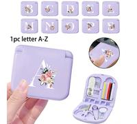 Une boîte à outils de couture avec un motif de fleurs blanches, lettres de A à Z, est le cadeau parfait pour les débutants en couture : 1 mini set de couture portable - pliable, fournitures et accesso